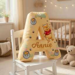 Kids Custom Letter Pillow, Winnie The Pooh Personalized Kid Initial Pillows For Kid, Baby Pillow Nursery - thumbnail 4