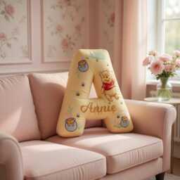 Kids Custom Letter Pillow, Winnie The Pooh Personalized Kid Initial Pillows For Kid, Baby Pillow Nursery - thumbnail 1