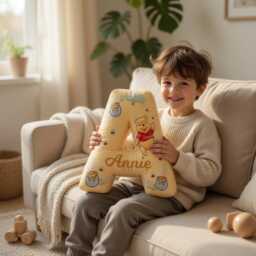 Kids Custom Letter Pillow, Winnie The Pooh Personalized Kid Initial Pillows For Kid, Baby Pillow Nursery - thumbnail 3