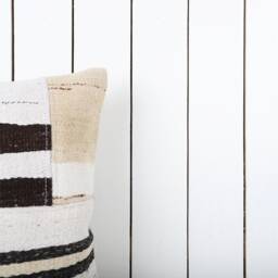 Turkish Kilim Pillow Cover 18x18 Neutral Patchwork Throw - thumbnail 3