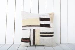 Turkish Kilim Pillow Cover 18x18 Neutral Patchwork Throw - thumbnail 1