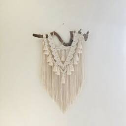 Big Macrame Wall Hanging With Tassels For Boho Interior, Nordic Style Home Decor, Above Couch Tapestry, Gift Woman, Living Room Design - thumbnail 4