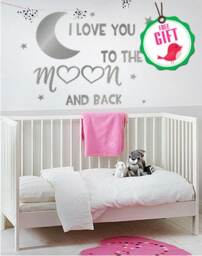I Love You To The Moon & Back, Nursery Decal, Wall Decal, Love You Moon Back Wall Decor Nursery, Back - thumbnail 3