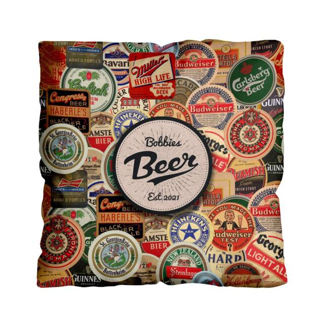 Beer Mats - 45cm X Beer Brand Inspired Personalised Cushion - image 1