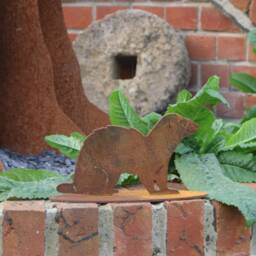 Rusty Metal Ferret Garden Ornament, Outdoor Memorial Gift - thumbnail 1