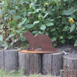 Rusty Metal Ferret Garden Ornament, Outdoor Memorial Gift - thumbnail 3