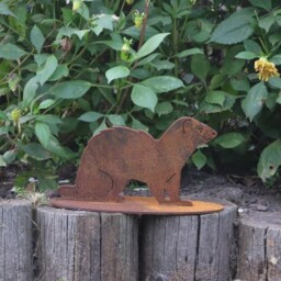Rusty Metal Ferret Garden Ornament, Outdoor Memorial Gift - thumbnail 2