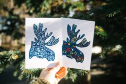 Nordic Moose Art Print Cabin Lake House Decor - thumbnail 1