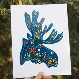 Nordic Moose Art Print Cabin Lake House Decor - thumbnail 3
