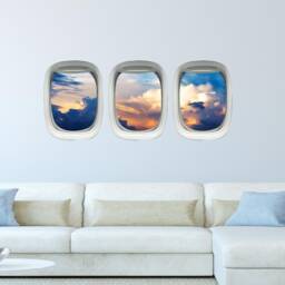 Vwaq Airplane Clouds Window Decals For Kids Room - Aircraft Vinyl Wall Mural Sticker - Ppw35 - thumbnail 1