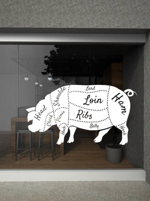Butchery Wall Decal Meat Fresh Sticker Steak Art Shop Cok0024