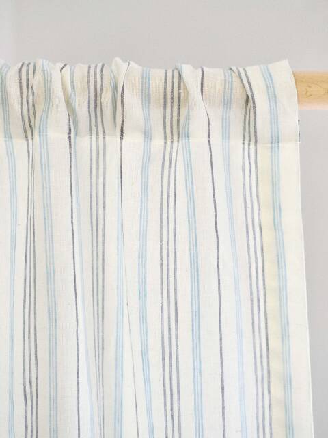 Bonner Stripe 100% Linen Curtain, 4 Colors, Airy Sheer Pure Curtain For Bedroom Livingroom, Drape, 1Pc - image 1