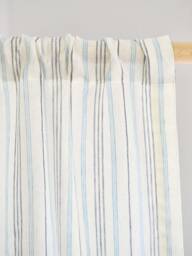Bonner Stripe 100% Linen Curtain, 4 Colors, Airy Sheer Pure Curtain For Bedroom Livingroom, Drape, 1Pc - thumbnail 1