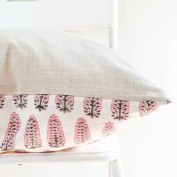 "Block Print Pillow Cover Floral Batik, Natural Dyed - 20"" X 20" - thumbnail 3