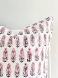 "Block Print Pillow Cover Floral Batik, Natural Dyed - 20"" X 20" - thumbnail 1