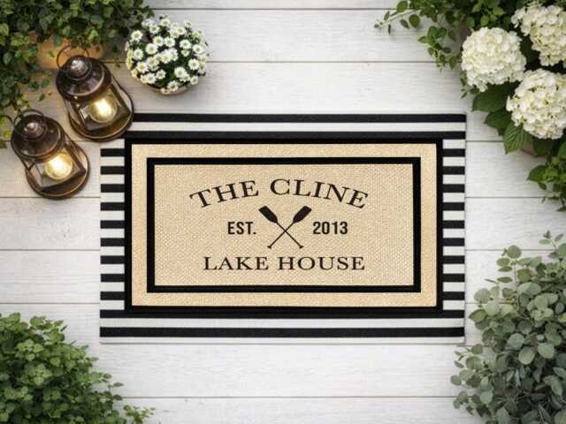Custom Last Name Exterior Welcome Mat, Outdoor Porch Rug - image 1