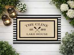 Custom Last Name Exterior Welcome Mat, Outdoor Porch Rug
