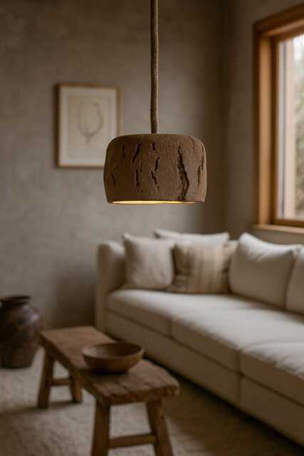 Rustic Wabi Sabi Ceramic Pendant Lamp - image 1
