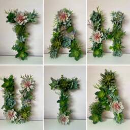 Faux Succulent Moss Letter Woodland Decor, Office Display - thumbnail 2
