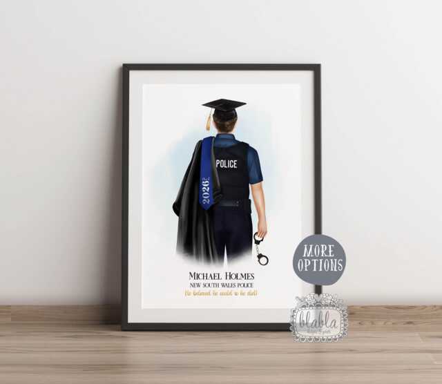 Personalised Police Graduation Print, Congratulations On Your Graduation, School Gift, Officer Nypd - image 1