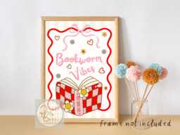 Bookworm Vibes. Cute Print Perfect For Girls Rooms, Boys Playrooms & Nurseries - Print Only - thumbnail 1