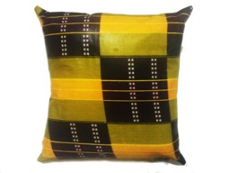 Brown & Black Kente African Fabric Ankara Print Cushion Decor Cover Throw Pillow Cover - 16 - thumbnail 1