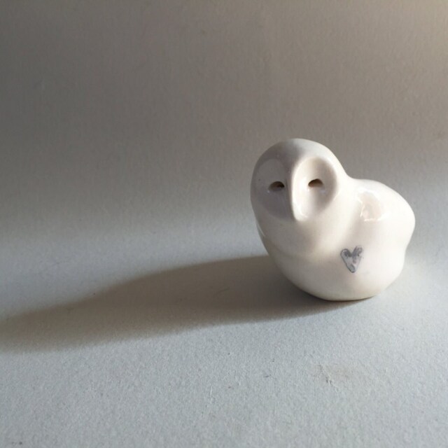Snow Owl With Silver Heart - image 1