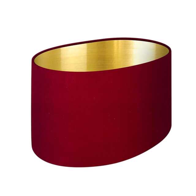 Oval Rounded Lampshade Light Shade Raspberry Pink Velvet Fabric Brushed Gold Lining - image 1