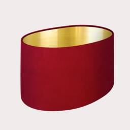 Oval Rounded Lampshade Light Shade Raspberry Pink Velvet Fabric Brushed Gold Lining - thumbnail 2