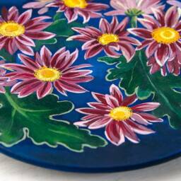Chrysanthemums Flower Wood Plate Home Decor. Decorative Art Hand Painting Wall Decoration. 205 Mm - thumbnail 3