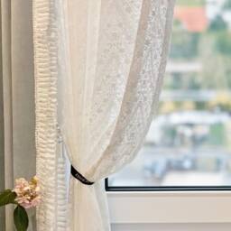 Floral Embroidered Lace Curtain Light Filtering Window Treatment - thumbnail 1