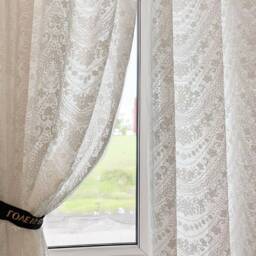Floral Embroidered Lace Curtain Light Filtering Window Treatment - thumbnail 2
