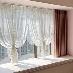 Floral Embroidered Lace Curtain Light Filtering Window Treatment - thumbnail 3