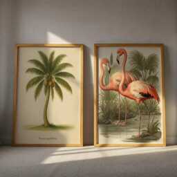 Vintage Flamingo Print Tropical Bird Botanical Illustration - thumbnail 3