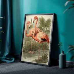Vintage Flamingo Print Tropical Bird Botanical Illustration - thumbnail 2