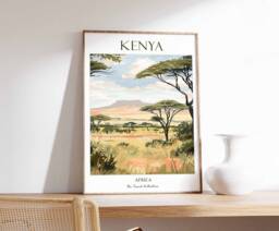 Kenya Poster, Wildlife Africa African Print, Wall Decor, Art Safari Travel Print - thumbnail 1