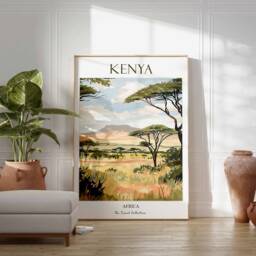 Kenya Poster, Wildlife Africa African Print, Wall Decor, Art Safari Travel Print - thumbnail 3