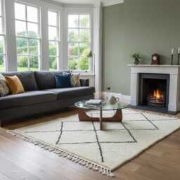 Handmade Beni Ourain Rug, Authentic Moroccan Wool Berber Carpet - thumbnail 3