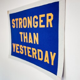 Stronger Than Yesterday Felt Pennant Banner - Vintage Style Wall Decor - thumbnail 2
