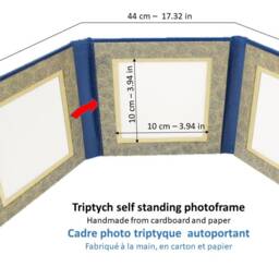 Purple Album, Handmade Photo Frame, Cardboard Free Standing 10x10 4x4 Triptych Gift For Him - thumbnail 3