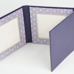 Purple Album, Handmade Photo Frame, Cardboard Free Standing 10x10 4x4 Triptych Gift For Him - thumbnail 2