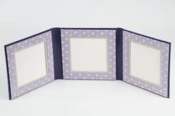 Purple Album, Handmade Photo Frame, Cardboard Free Standing 10x10 4x4 Triptych Gift For Him - thumbnail 1