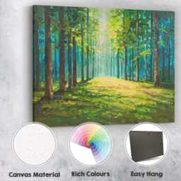 Bright Green Woodland Clearing Textured Forest Landscape Canvas Wall Art Print Decor Picture Ready To Hang - thumbnail 2