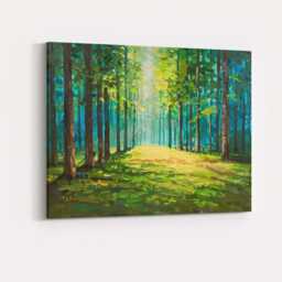 Bright Green Woodland Clearing Textured Forest Landscape Canvas Wall Art Print Decor Picture Ready To Hang - thumbnail 4
