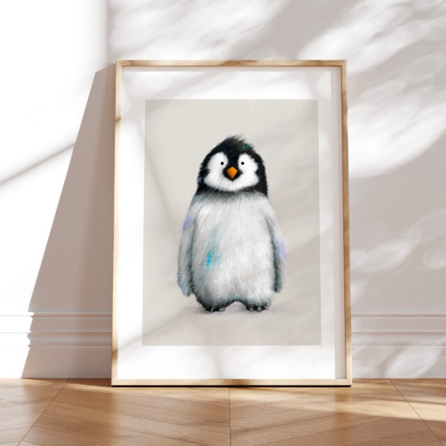 Baby Penguin Nursery Print Hand-Illustrated Antarctic Wall Art - image 1