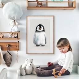 Baby Penguin Nursery Print Hand-Illustrated Antarctic Wall Art - thumbnail 3