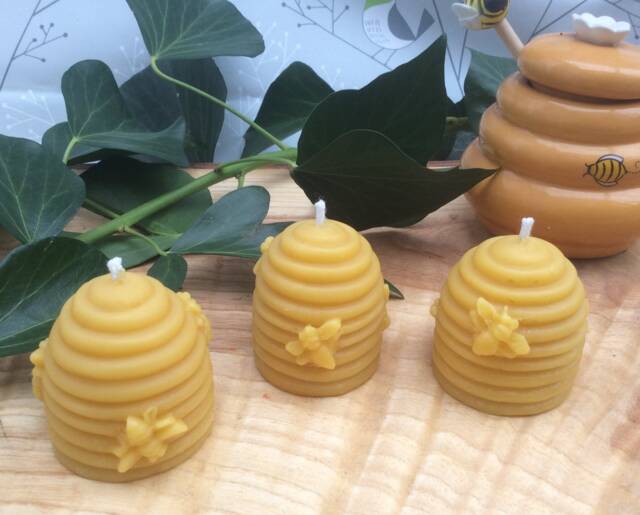 100% Beeswax Candle 3 X Beehive Gift Set - Wedding Favours Stocking Gifts Secret Santa - image 1