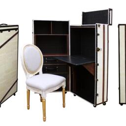 Steamer Trunk Desk Cabinet - Vintage Style Luxury Furniture - Home Office _ Fitzgerald - thumbnail 3