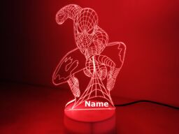 Personalised Spiderman Night Light - Children's Kids Bedroom Boys Room Led Birthday Gift Christmas - thumbnail 1