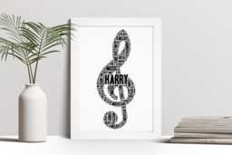 Personalized Treble Clef Word Art Print Musician Gift - thumbnail 1